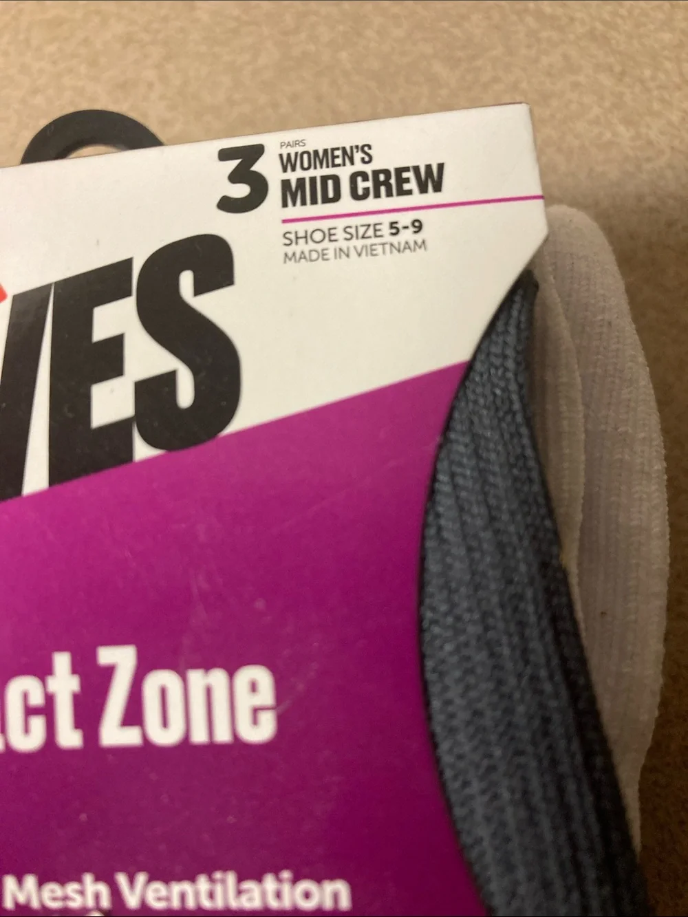 Hanes Moves Women's gray black and white mid Crew Socks - Impact Zone